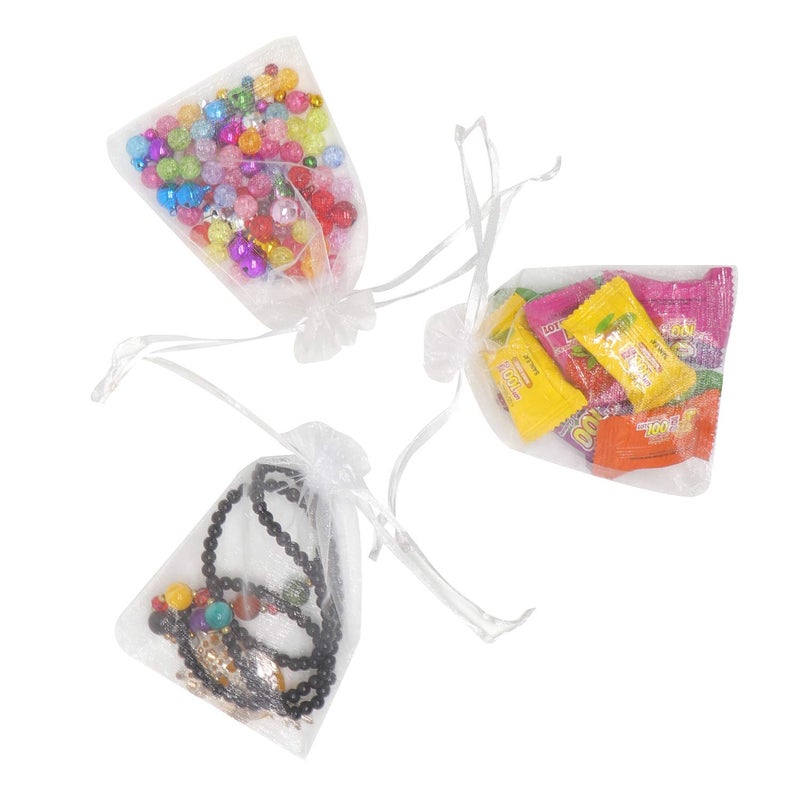 Bezall 50Pcs 5x7 Inch White Organza Bags with Drawstring, Sheer Jewelry Candy Pouch Christmas Wedding Party Favor Gift Bags - Image 4